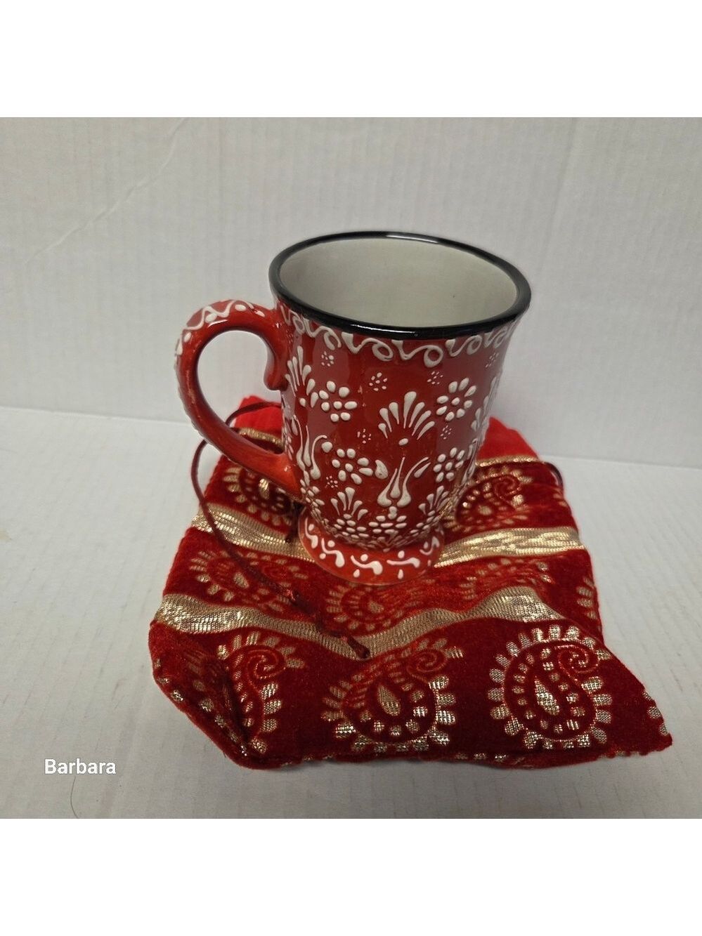 Turkish Ozen Hand-decorated Ceramic Mug with Bag
